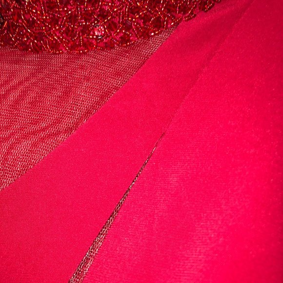RED 1-Sleeve Sleek Sexy  Prom Dress, Size 2 4, Mermaid, Sequin Cocktail UNIQUE - Picture 2 of 13